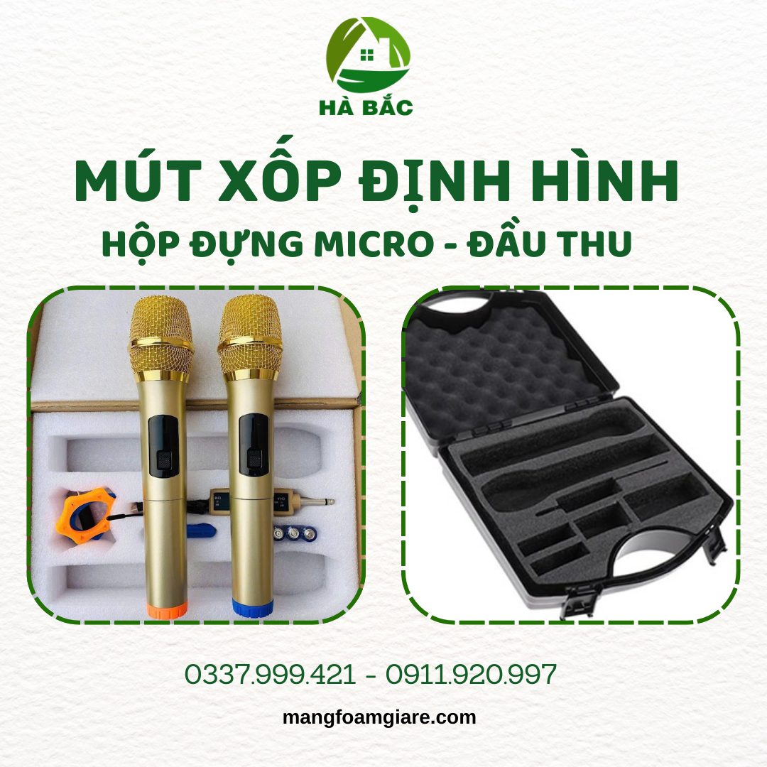 Mút xốp định hình hộp đựng micro, đầu thu tại Đồng Nai
