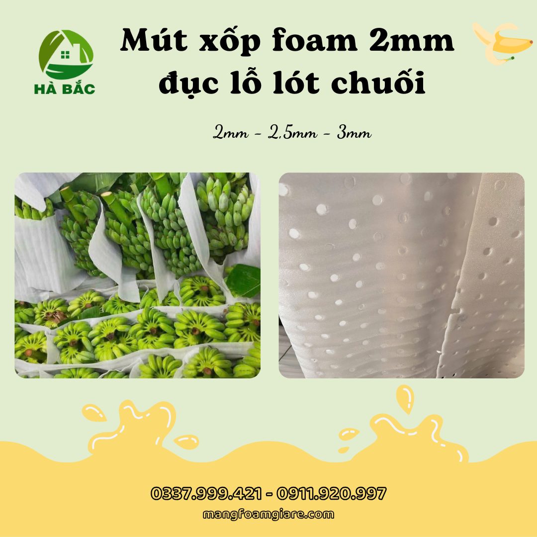 Mút Xốp Foam 2mm Đục Lỗ Lót Chuối Tại Long An